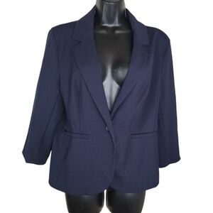 Modcloth Navy Blue stretch knit blazer coat jacket size XL